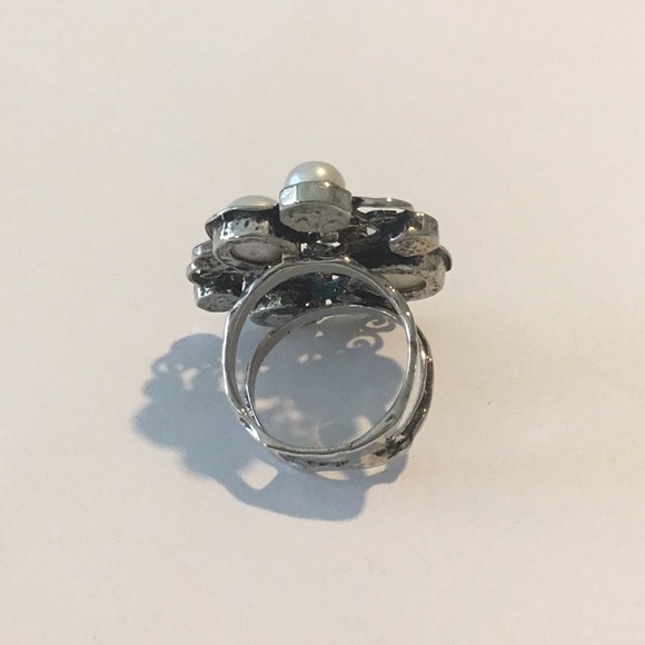 Freshwater Pearl Silver Statement Ring, Pearl Women Ring  Sterling silver pearl ring